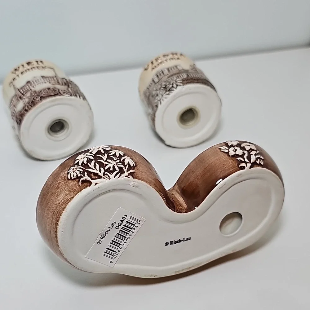 Risch Lau Vienna Austria Cityscape Salt Pepper Shakers Ceramic Holder